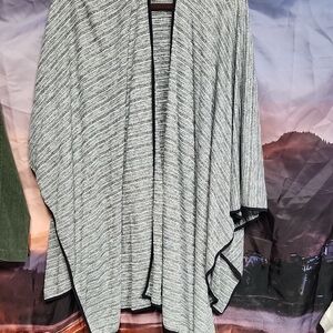 Calvin Klein Gray Striped Poncho with Black Trim